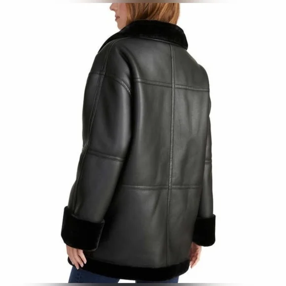 Rebecca Minkoff Vegan Shearling Car Coat Small - Picture 5 of 16